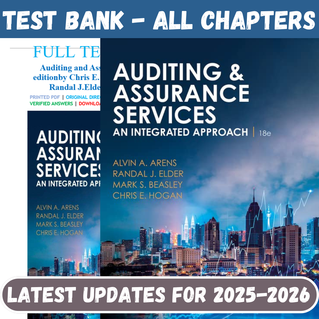 Test Bank For Auditing and Assurance Services, 18th Edition By Arens-ExamThrive