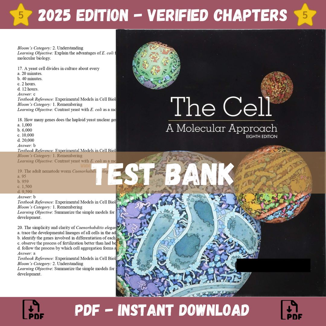 Test Bank – The Cell A Molecular Approach, 8th Edition (Cooper, 2019)-ExamThrive