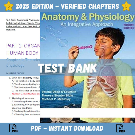 Test Bank – Anatomy and Physioogy An Integrative Approach, 4th Edition (Theresa Bidle)-ExamThrive