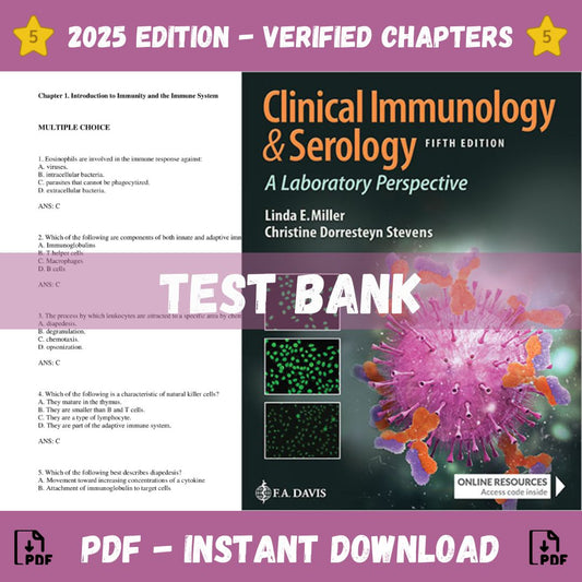 Test Bank – Clinical Immunology and Serology A Laboratory Perspective, 5th Edition (Christine Dorresteyn Miller, 2021)-ExamThrive