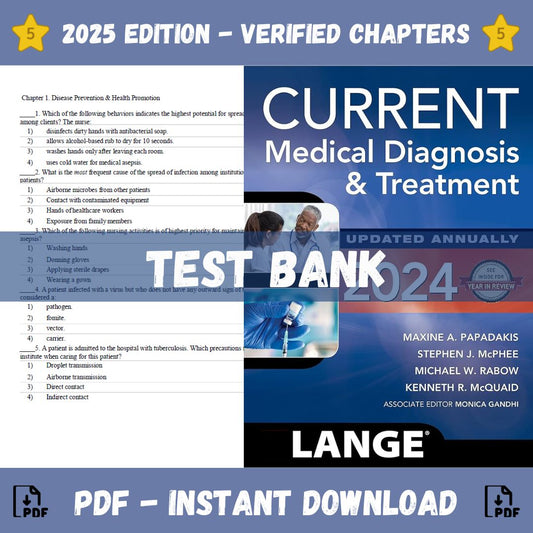Test Bank – Current Medical Diagnosis And Treatment 2024, 63rd Edition (Maxine Papadakis, 2024)-ExamThrive