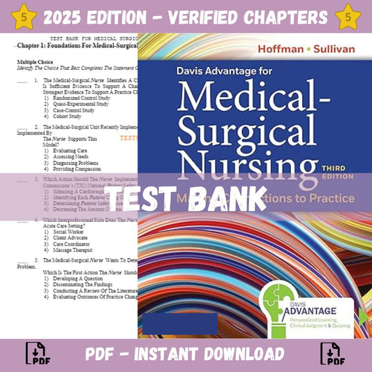 Test Bank – Davis Advantage for Medical-Surgical Nursing 3rd Edition (Hoffman, 2023)-ExamThrive