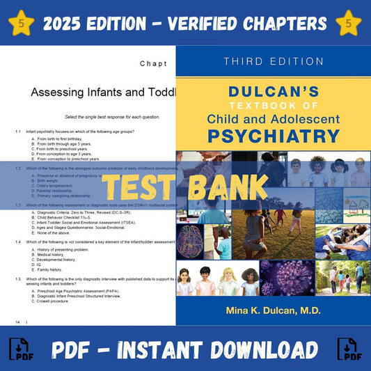 Test Bank – Dulcan’s Textbook of Child and Adolescent Psychiatry, 3rd Edition (Mina K. Dulcan, 2021)-ExamThrive