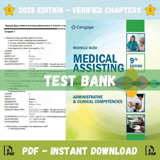 Test Bank – For Medical Assisting Administrative & Clinical Competencies, 9th Edition (Michelle Blesi, 2024)-ExamThrive