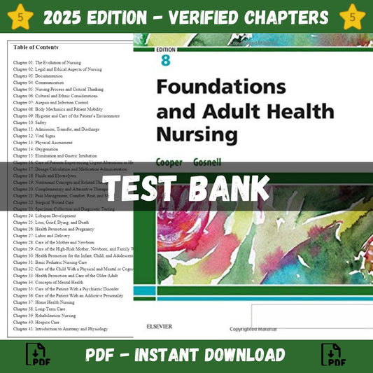 Test Bank – Foundations and Adult Health Nursing, 8th Edition (Cooper, 2019)-ExamThrive