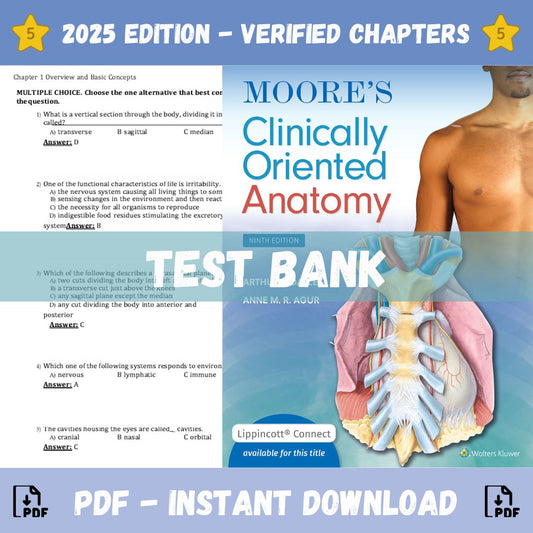 Test Bank – Moore’s Clinically Oriented Anatomy, 9th Edition (Dalley, 2022)-ExamThrive