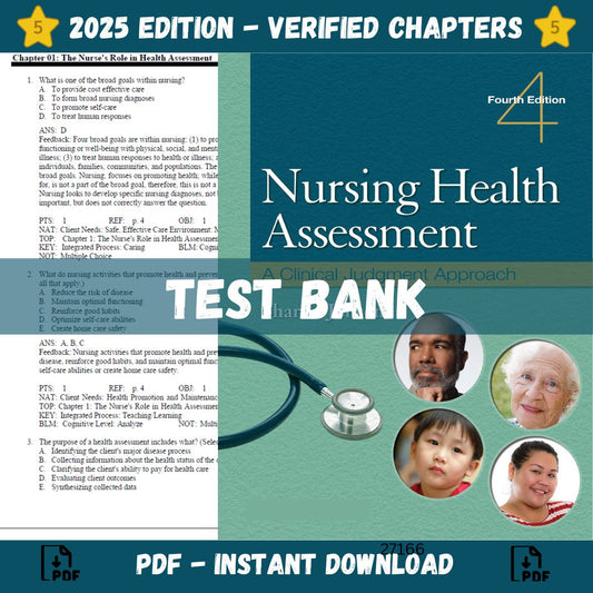 Test Bank Nursing Health Assessment A Clinical Judgment Approach, 4th Edition-ExamThrive