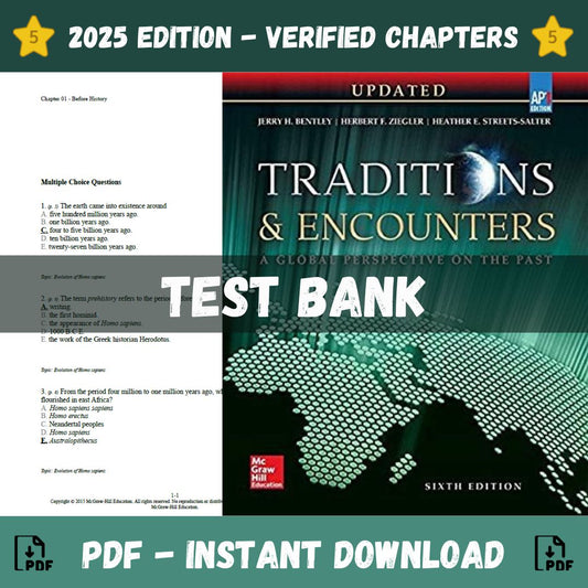 Test Bank – Traditions & Encounter A Global Perspective on the Past, 6th Edition (Jerry Bentley, Herbert Ziegler – 2024)-ExamThrive