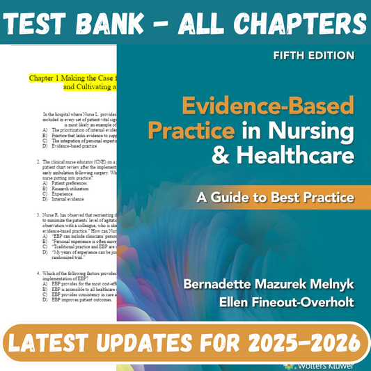 Test Bank for Evidence-Based Practice in Nursing & Healthcare: A Guide to Best Practice, 5th Edition by Bernadette-ExamThrive