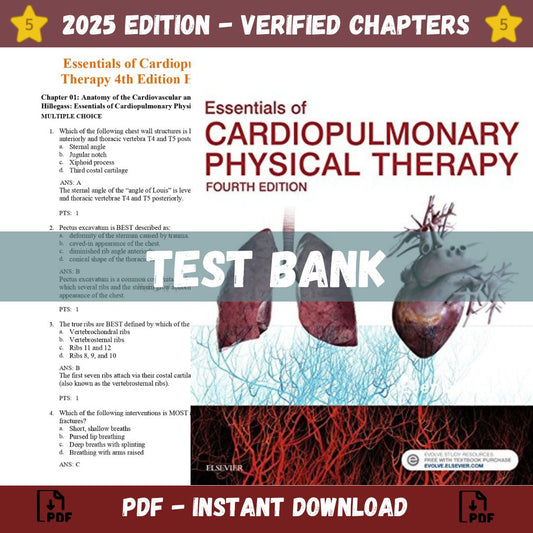Test bank – Essentials of Cardiopulmonary Physical Therapy 4th Edition (Ellen Hillegass, 2016)-ExamThrive
