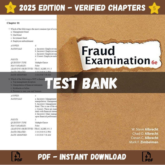 Test bank – Fraud Examination 6th Edition (Albrecht, 2018)-ExamThrive