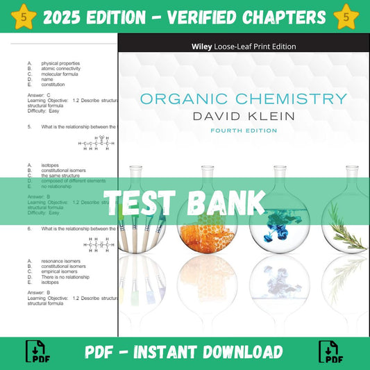 Test bank – Organic Chemistry 4th Edition (Klein, 2021)-ExamThrive