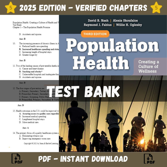 Test bank – Population Health Creating a Culture of Wellness 3rd Edition (Fabius, 2020)-ExamThrive
